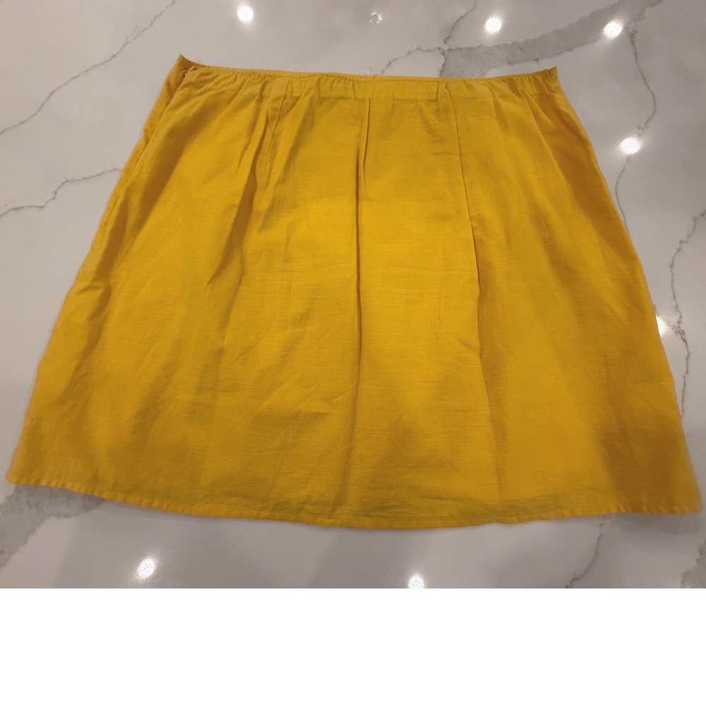 Abercrombie & Fitch Yellow 100% Cotton Mini Skirt Side Zip Size L 186K0015 - Picture 2 of 8